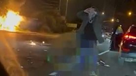 אלכסנדר דוגין ליד פיצוץ הרכב, צילום: צילום מסך מתוך טוויטר